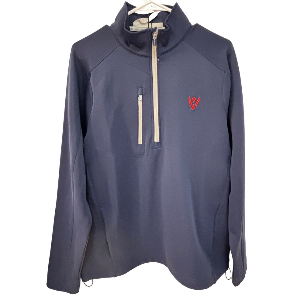 Zero Restriction Mens Z500 1/4 Zip Pullover Navy Silver Golf Jacket L330 Medium